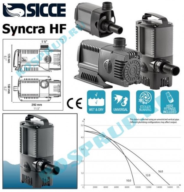 Sicce Sicce Syncra HF 12 бесшумный экономичный насос высокой производительности Sicce Sicce Syncra HF 12 бесшумный экономичный насос высокой производительности