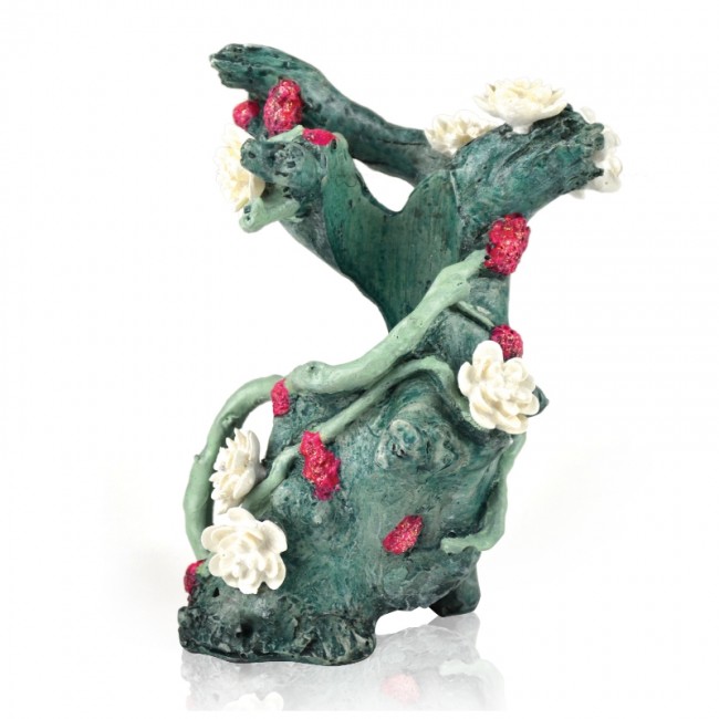 Декоративная фигура "Зеленый пень с цветами", Flower trunk ornament green