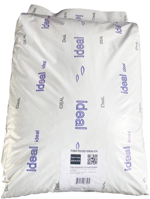 Стартовый корм для малька осетра и форели Fish food IDEALEX 20кг, 1,5 мм
